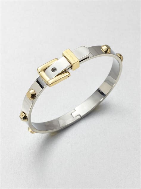 michael kors buckle bangle silver|michael kors stainless steel bracelet.